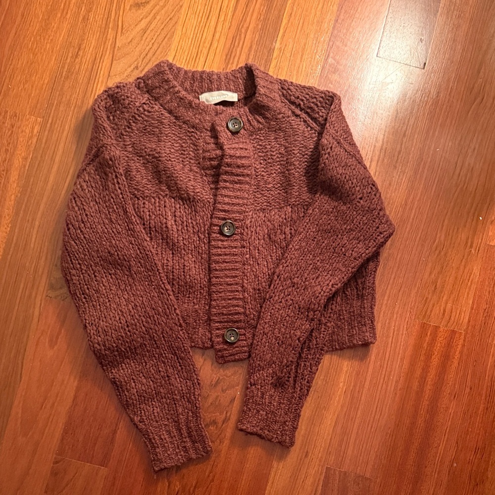everlane Chunky Knit Brown Cardigan